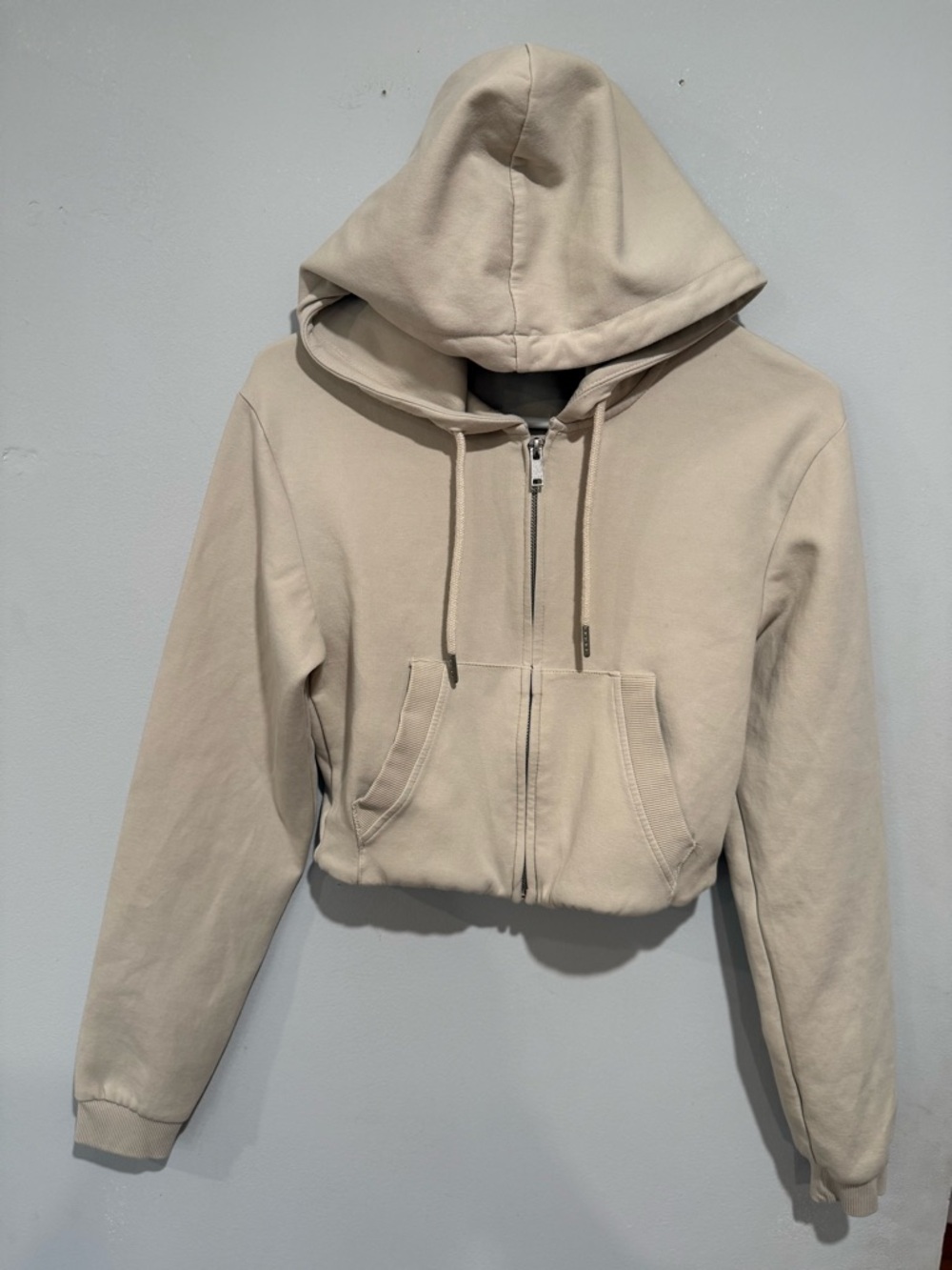Zara Cropped Zip Hoodie - Cream